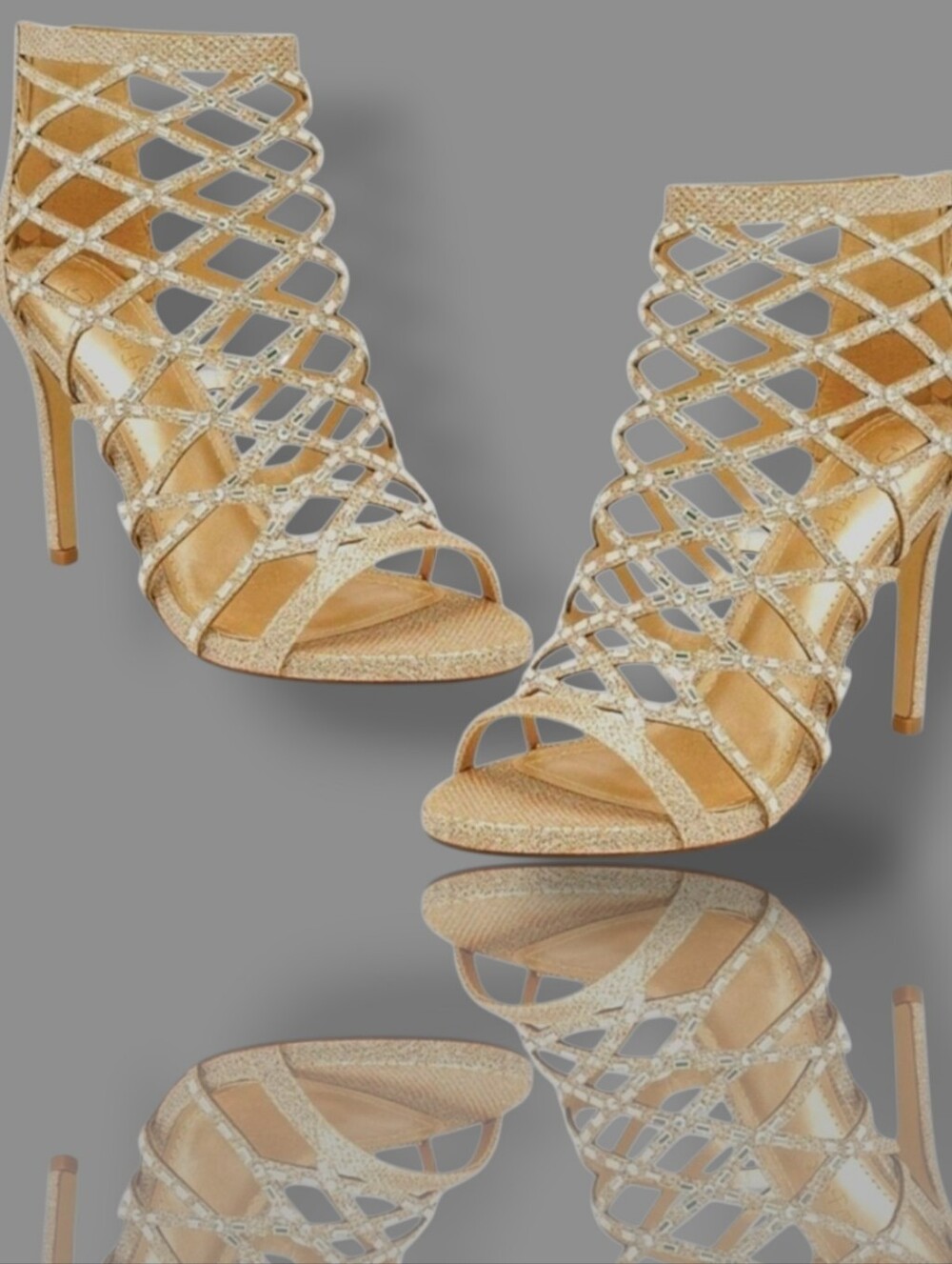 🆕Golden Rhinestone Laser Cut Sandal Shoe-Bootie